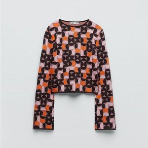 geometric jacquard knit sweater